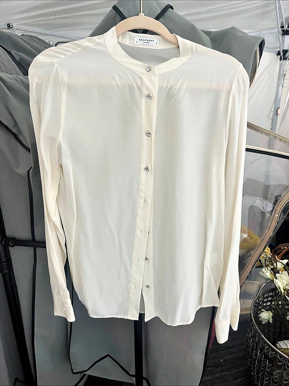Equipment Henri Silk Blouse White Button Front